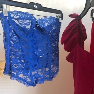 Vintage lace blue bustier 34/36 C